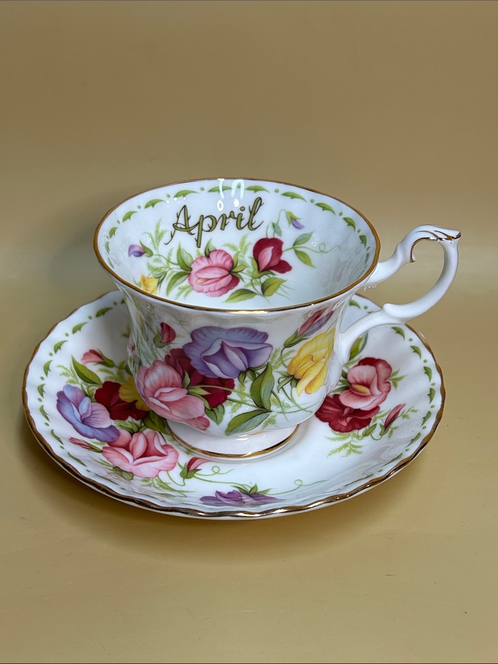 Vintage "Royal Albert" April 'Flower of the Month' Cup & Saucer Sweet Pea